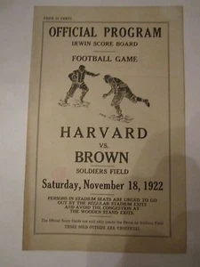 1922 HARVARD VS BROWN COLLEGE FOOTBALL OFFICIAL PROGRAM SCORE CARD - TUB A - Picture 1 of 3