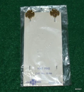 TWO VINTAGE GIRL SCOUT HAT PINS - ON CARD - Picture 1 of 5