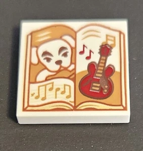 Lego Parts KK Slider White Tile 2 x 2 Dog W/ Guitar Animal Crossing New 3068 - Picture 1 of 2