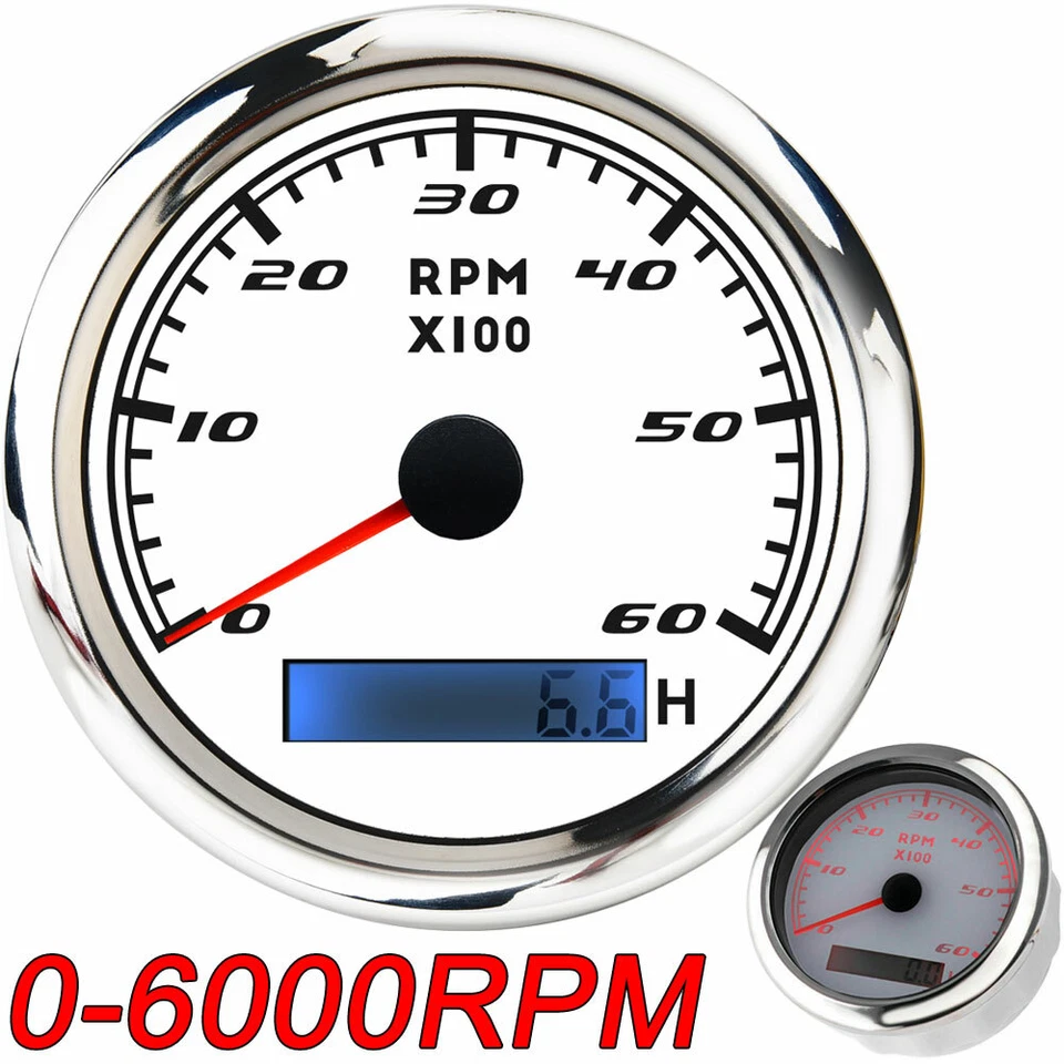 Impermeable 85mm Coche Marino Tacómetro Barco Calibre Digital Hourómetro 0-6000 RPM    Foto 1 de 4