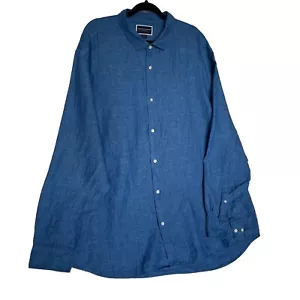 Camisa Charles Tyrwhitt Hombres Talla 3XL Azul Calce Clásico 100% Lino Manga Larga Botones - Imagen 1 de 7