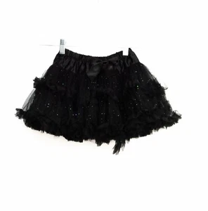 Girls Black Polyester Tutu Skirt Chiffon Lace Pull On Sequin Trim Glittered M - Picture 1 of 7