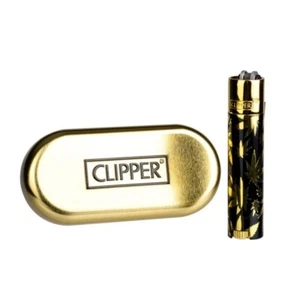 Feuerzeug CLIPPER METAL Stein GOLD GOLD LEAF BLÄTTER GOLD SCHWARZ + Box ANGEBOT  - Bild 1 von 3