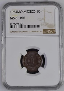 1924 Mo Mexico 1 Centavo NGC MS 65 BN - Picture 1 of 2