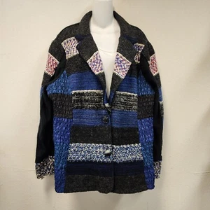 Monroe & Main Jacket Blazer Patchwork 2XL Black Wool Button Stretch Art to Wear - Bild 1 von 11