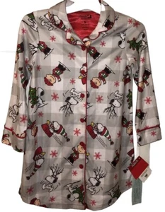 Peanuts Snoopy Charlie Marrón Navidad Camisón Niñas S M Nuevo - Imagen 1 de 4