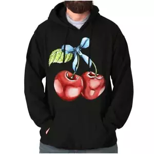 Cute Retro Watercolor Cherries With Stem Bow Hoodie Hooded Sweatshirt Men Women - Picture 1 of 7