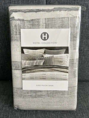 Hotel Collection ~ Broken Stripe ~ Euro Pillow Sham ~Gray/Cream~ NWT MFSRP $135 - Image 1 of 4