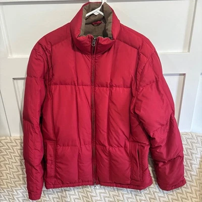 Eddie Bauer Men’s Quilted Puffer Goose Down Jacket Coat Red Size Medium - Image 1 of 4