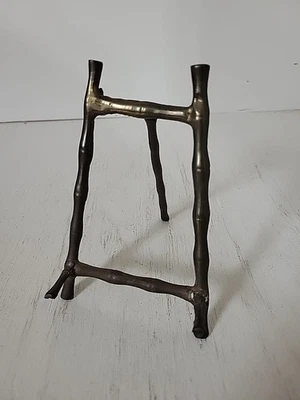 Soporte de caballete vintage de latón sintético bambú mediados de siglo soporte de exhibición Foto 1 de 4