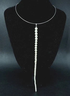 OMEGAREIF & ANHÄNGER  PALLADINIERT MIT PERLENIMITAT SCHMUCKJAGD - Bild 1 von 4