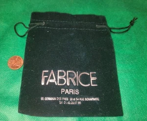 Bolso Joyería FABRICE Paris Bolsa Terciopelo Verde Oscuro Cordón Original De Colección  - Imagen 1 de 4
