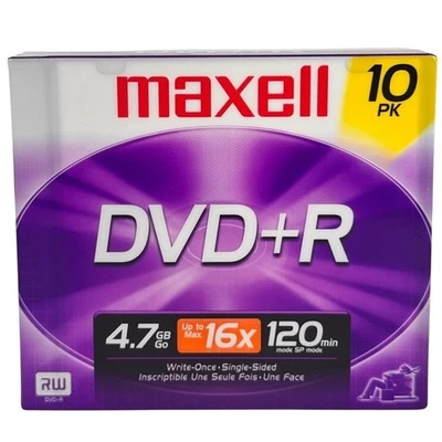 Maxell 10 Pack DVD+R 4.7GB 16x Speed 120 Minute Blank Media Discs - Image 1 of 2