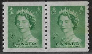Canada Coil Stamps — Pair — 1954, Elizabeth II #331 MNH Ref. 2164 - Picture 1 of 2