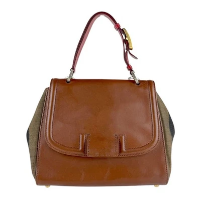 Auténtica Mochila FENDI Pecan Marrón/Rojo Cuero/Lona Nylon/Dorado - z7732 Foto 1 de 4