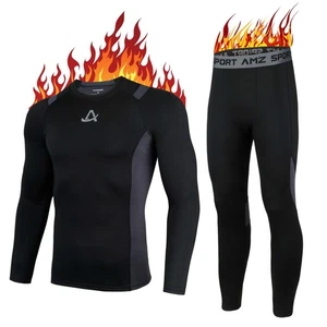Mens Thermal Base Layer Set Warm Fleece Lined Winter Underwear Breathable Lon... - Picture 1 of 6