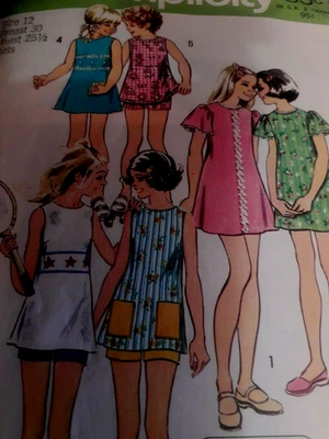 Simplicity 5597 Dress Tunic Shorts Sewing Pattern CUT Girls 12 VTG Jiffy Easy - Image 1 of 4