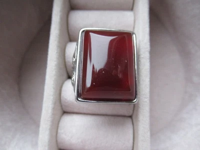 Roter Achat Ring, 316L Edelstahl, (Größe 17.00), ca. 5.00 ct - Bild 1 von 4