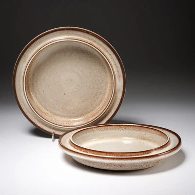 Stogo Danish Modern Stoneware Herluf Gottschalk Serving Bowl Dish Pair 12.5" dia - Image 1 of 4