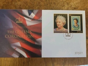 ++ JERSEY 2013 The Queens Coronation Pair On FdC - Picture 1 of 3