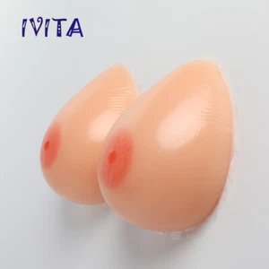 IVITA FF Cup Self-Adhesive Silicone Breast Dropletshape Transgender Fake Boobs - Picture 1 of 12