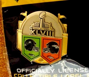 SB Super Bowl 48 XLVIII Denver Broncos Seattle Seahawks pin 2013 a - Picture 1 of 5
