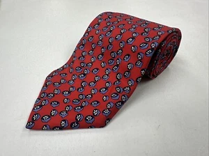 YSL Yves Saint Laurent ITALY Men's Red Geometric Pattern Lemons Silk Neck Tie - Picture 1 of 10