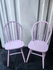 Pair of Dining Chairs Wooden Kitchen Spindle Back - PINK NEW. In Box - Picture 1 of 3