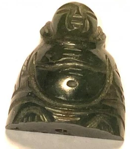 Antique Chinese Jade Buddha Dark Green Hand Carved Small Statue Qing Dynasty #2 - Bild 1 von 1