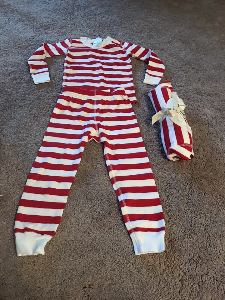 Hanna Andersson, Pigamas Niñas, Rojo/Blanco, Algodón Orgánico, Edad 3 años Foto 1 de 1