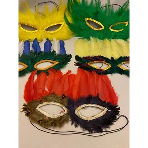 #7028 Festival Carnival Mardi Gra adult feather face mask - Picture 1 of 4