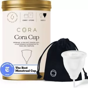 Cora Menstrual Cup - Premium Ultra-Soft Period Cup - Size 2 Medium - Picture 1 of 3