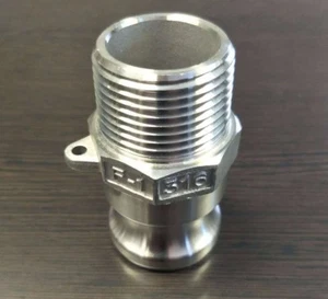 1-1/2" Zoll Typ F 316 Edelstahl Außen Camlock Adapter x Außenrohr NPT - Bild 1 von 1