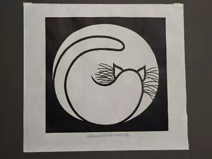 Jacques Hnizdovsky, gelockte Katze, Holzschnitt, 1979 - Bild 1 von 4