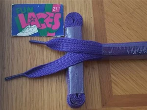 Vintage 1/2" WIDE Shoelaces Hickory 27" USA PURPLE Fat Flat 2 Prs Shoe Laces NEW - Picture 1 of 1