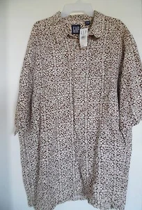 NEW MENS GAP HAWAIIAN SHIRT L LARGE BROWN WHITE LINEN RAYON - Picture 1 of 3