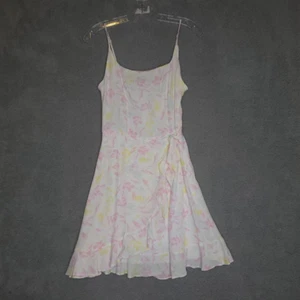 Row A Womens Wrap Dress Pink Mini Floral Lined Scoop Neck Sleeveless S New - Picture 1 of 8