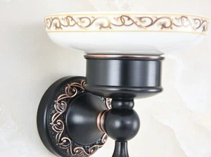 Oil Rubbed Brass Wall Mounted Ceramic Soap Dish Holder Bathroom Accessory fba453 - Picture 1 of 3