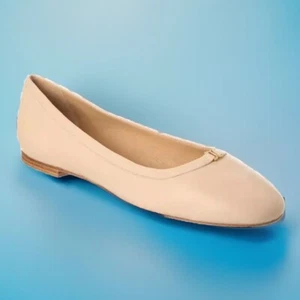 Chloé $650 Lauren Leather Ballerina Flat Women's Size 39.5 W Delicate Nude - Picture 1 of 5