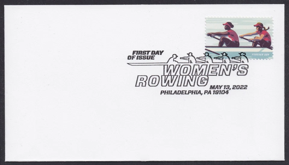US 5695 Women's Rowing red #2 BWP FDC 2022 - Image 1 of 1