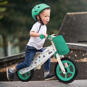 Bici senza pedali in legno verde bicicletta equilibrio bimbo ruote da 11 pollici - Foto 1 di 6
