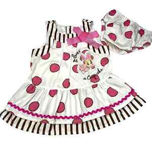 Disney Size 12 Months Dress & Bloomers Set Minnie Mouse Cupcake Polka Dot 