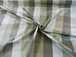 Plaid Silk Taffeta Fabric ~ The Hamptons Collection ~ Olive - Picture 1 of 3