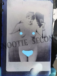 Antik Glas Foto negativ nackte Frau Darsteller Schrank Karte Kopie - Bild 1 von 6