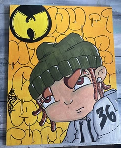 Shortiez Ink Graffiti 11 X 14 Canvas Board Painting Wu Tang 36 Chambers Music - Picture 1 of 2