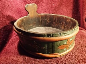 ANTIQUE 1800-s HANDMADE HANDPAINTED WOOD BOWL FOLK ART SWEDEN SWEDISH - Picture 1 of 8