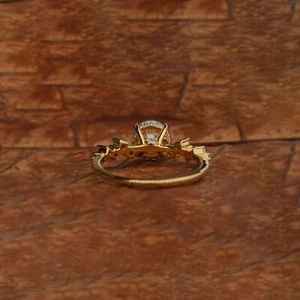 VVS1/E 14K Gold Unique Round Cut Lab Grown Diamond Half Eternity Engagement Ring - Picture 1 of 24