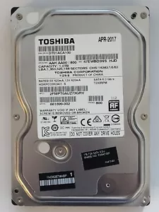 DT01ACA100, HDKPC03H2A01 S, FW: AA00/800, APR 2017, Toshiba 1Tb 3.5" SATA HDD - Picture 1 of 2