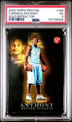 2003 Topps Pristine #109 Carmelo Anthony 金色亮面卡新秀卡 RC /99 PSA 5 — 第 1/2 张图片