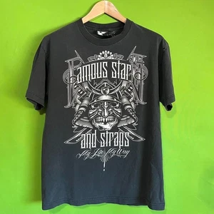Large Y2K Famous Stars and Straps black samurai tee - Picture 1 of 5